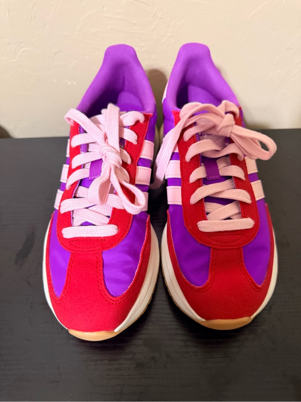 adidas Run 70s 2.0. Red & Purple Sneakers with Pink Laces. SIZE 6.5W/5.5Y. NWOT